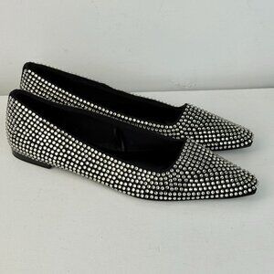ZARA Rhinestone Crystal Ballet Flats Pointed Toe Shoe Women's EU 40